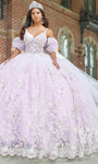 V-neck Natural Waistline Flutter Sleeves Sleeveless Applique Lace-Up Illusion Ball Gown Quinceanera Dress with a Brush/Sweep Train