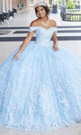 Off the Shoulder Beaded Applique Lace-Up Floor Length Natural Waistline Ball Gown Quinceanera Dress