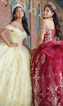 Natural Waistline Floor Length Beaded Lace-Up Applique Off the Shoulder Ball Gown Quinceanera Dress