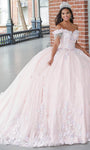Fall Natural Waistline Off the Shoulder Applique Glittering Lace-Up Fitted Mesh Floral Print Sweetheart Ball Gown Dress with a Chapel Train with a Court Train