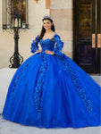 Floral Print Applique Lace-Up Sweetheart Natural Waistline Ball Gown Dress