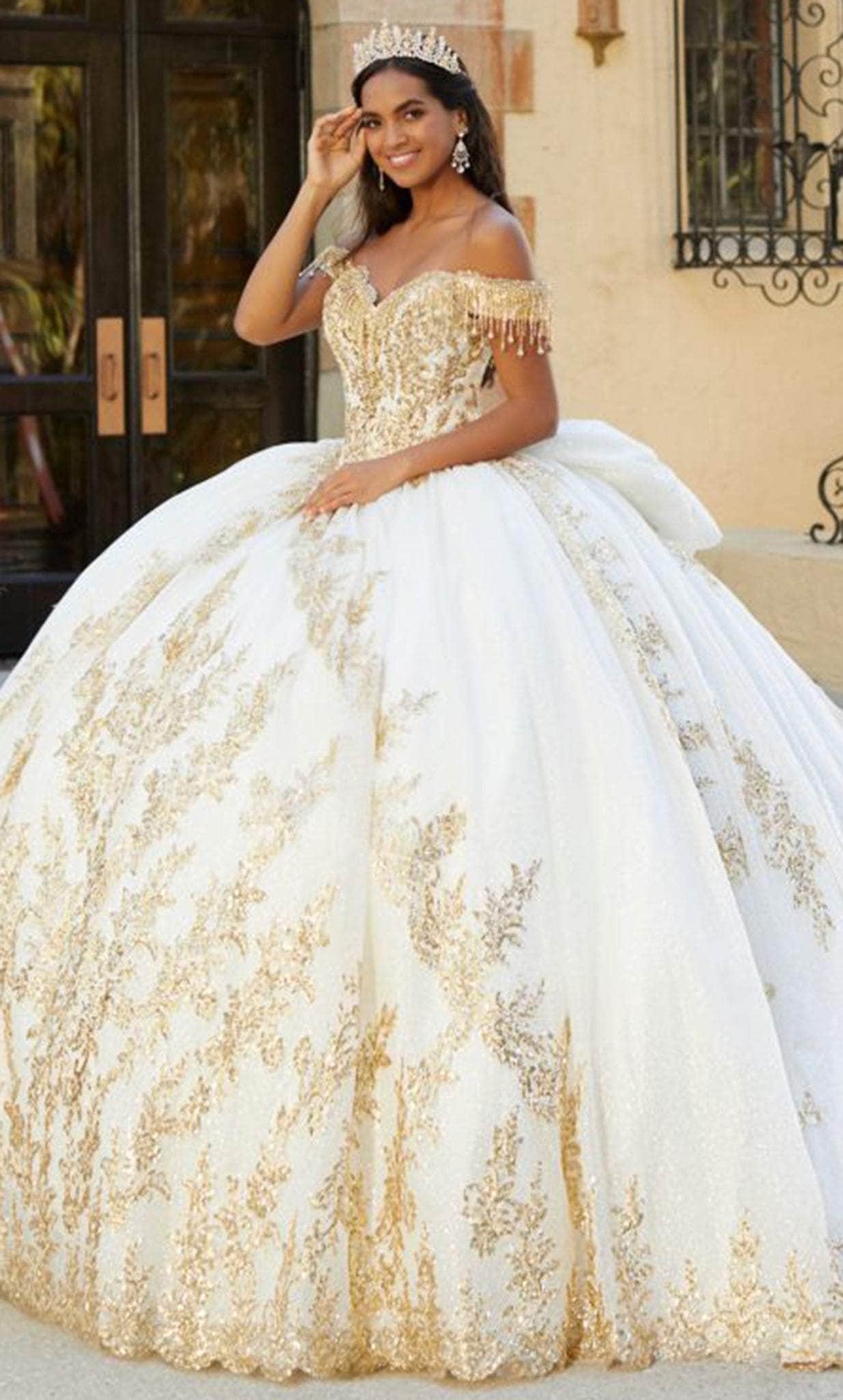 Quinceanera Collection 26060 - Rhinestone Embellished Offshoulder Gown
