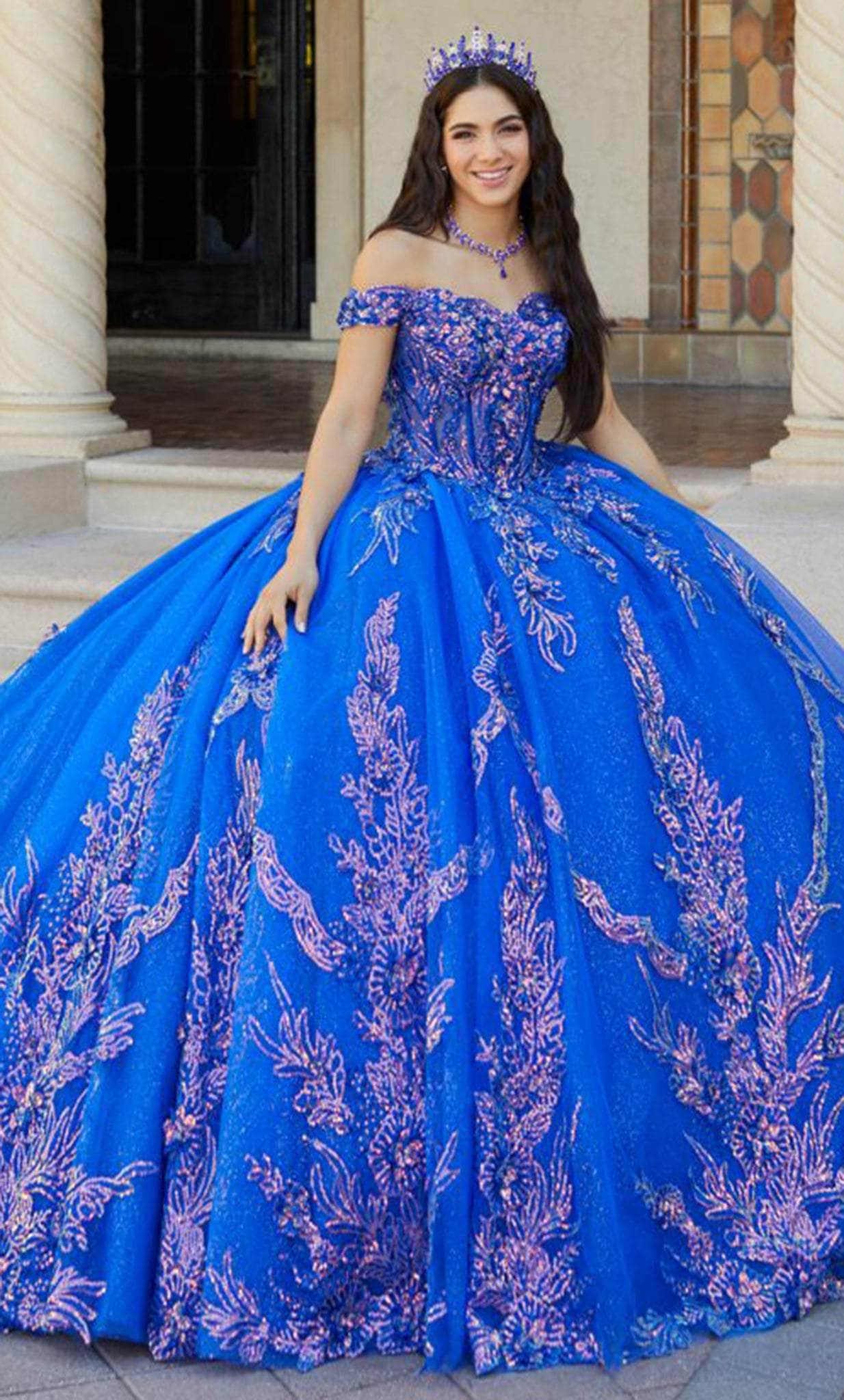 Quinceanera Collection 26063 - Off-Shoulder Embroidered Ballgown
