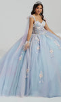 Sleeveless Floral Print Applique Sheer Beaded Sweetheart Floor Length Tulle Corset Natural Waistline Ball Gown Dress with a Chapel Train with a Brush/Sweep Train With a Bow(s) and Pearls