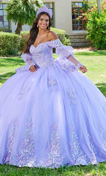 Sophisticated Off the Shoulder Sweetheart Natural Waistline Applique Lace-Up Ball Gown Dress