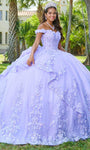 Sweetheart Off the Shoulder Beaded Applique Natural Waistline Ball Gown Dress