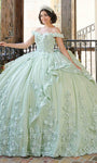 Sweetheart Natural Waistline Off the Shoulder Beaded Applique Ball Gown Dress