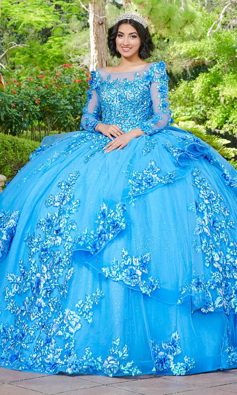 Quinceanera Collection 26082 - Long Sleeve Bateau Neck Ballgown
