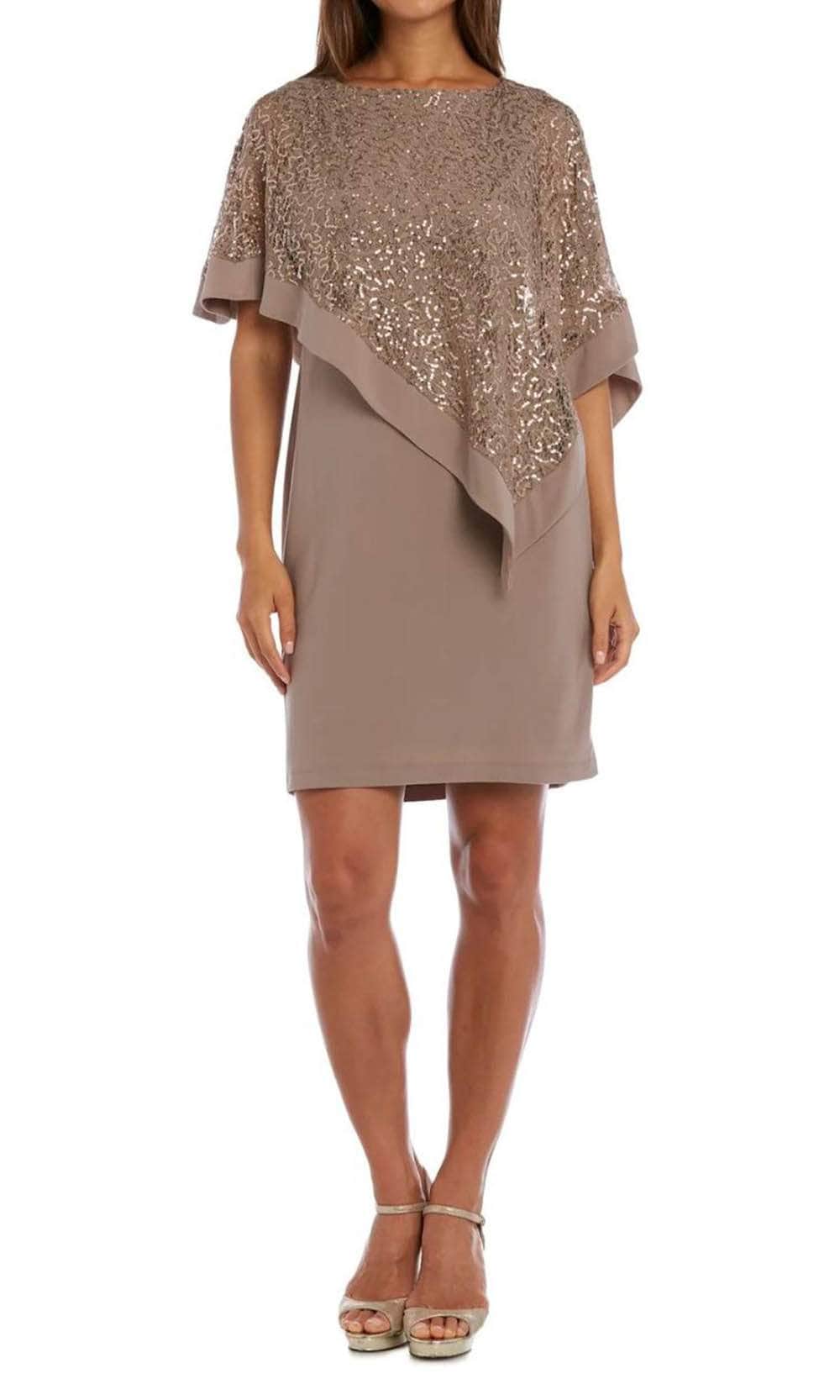 R&M Richards 8749 - Sequined Poncho Cocktail Dress
