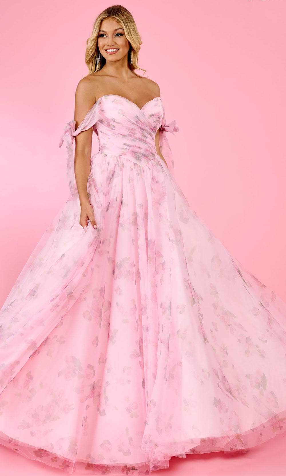 Rachel Allan 70495 - Floral Off Shoulder Prom Dress
