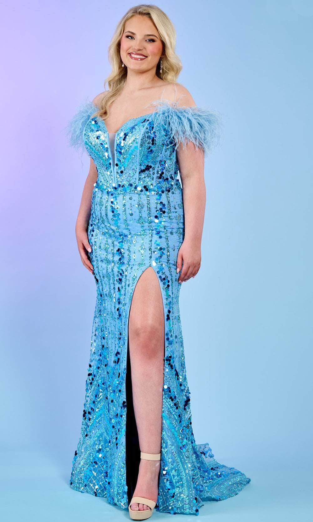 Rachel Allan 70509 - Feather Embellished Prom Dress
