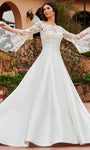Sophisticated A-line Strapless Natural Princess Seams Waistline Wedding Dress with a Semi-Cathedral Train