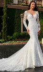 Sophisticated V-neck Natural Waistline Sweetheart Sheer Applique Beaded Embroidered Illusion Open-Back Lace-Up Mermaid Wedding Dress with a Chapel Train