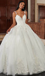 Off the Shoulder Sleeveless Tulle Applique Beaded Glittering Lace-Up Sweetheart Natural Waistline Ball Gown Wedding Dress with a Brush/Sweep Train