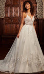 Sophisticated A-line Sleeveless Applique Lace-Up Beaded Sweetheart Natural Waistline Wedding Dress with a Chapel Train