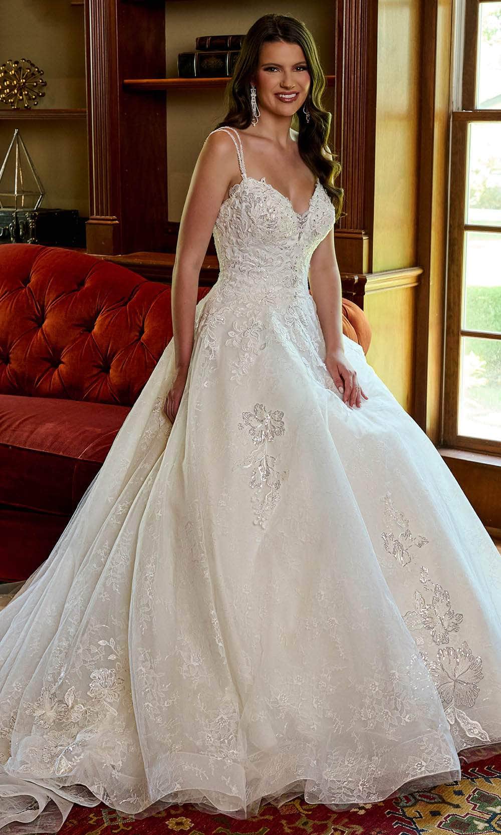 Rachel Allan RB3180 - Dual Straps Lace Appliqued Bridal Gown
