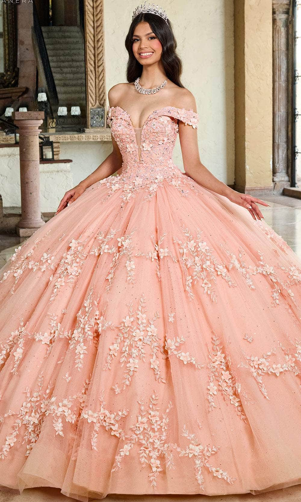 Rachel Allan RQ1134 - 3D Floral Embellished Off-Shoulder Ballgown
