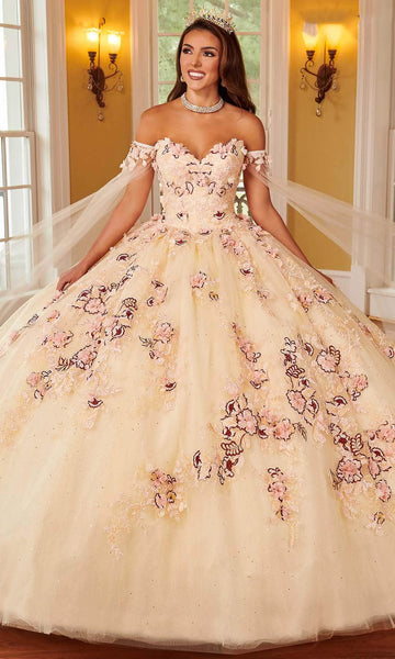 Strapless Sequined Beaded Lace-Up Glittering Embroidered Applique Basque Corset Waistline Sweetheart Floral Print Tulle Quinceanera Dress with a Brush/Sweep Train With a Sash