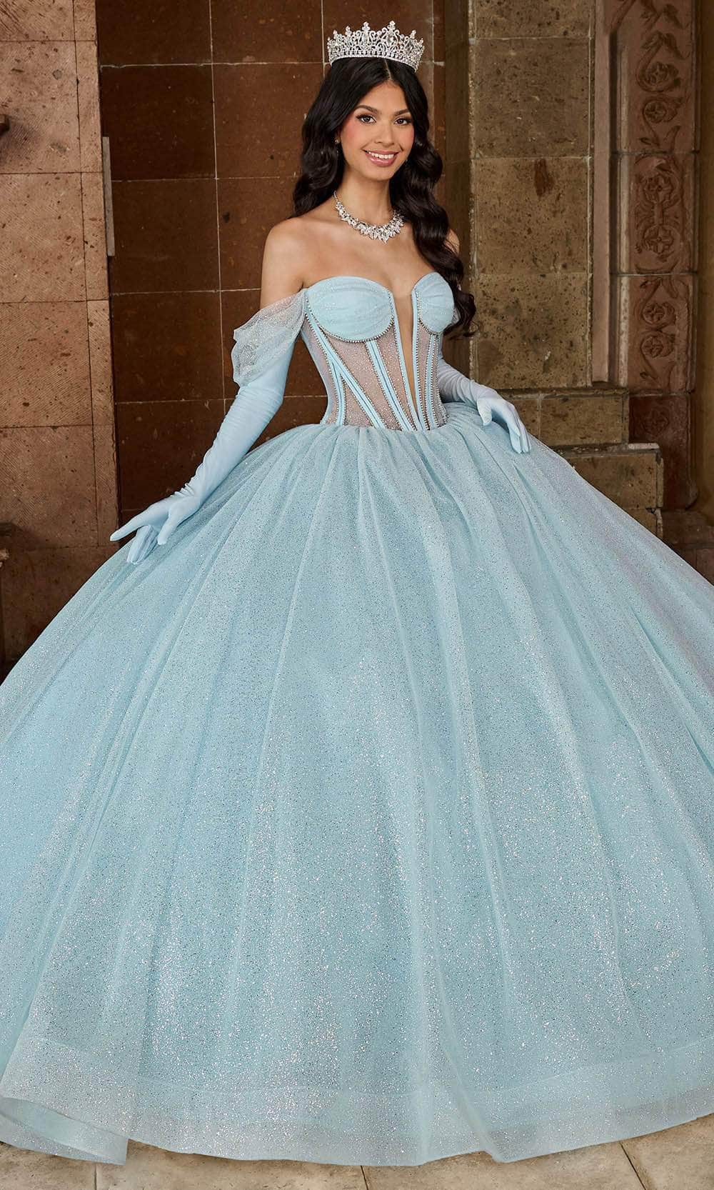 Rachel Allan RQ2183 - Corset Gleaming Tulle Ballgown
