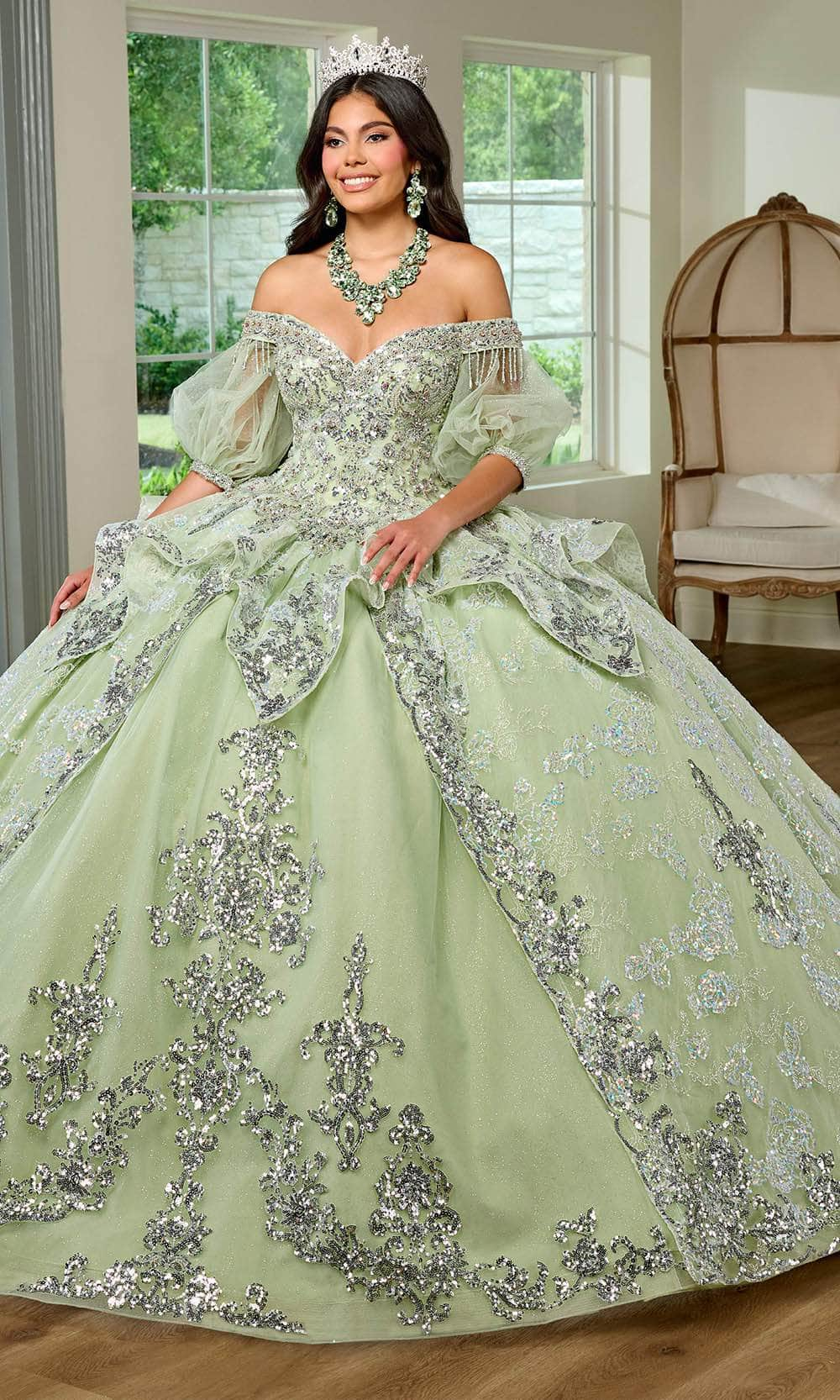 Rachel Allan RQ3128 - Hand Beaded Off-Shoulder Ballgown
