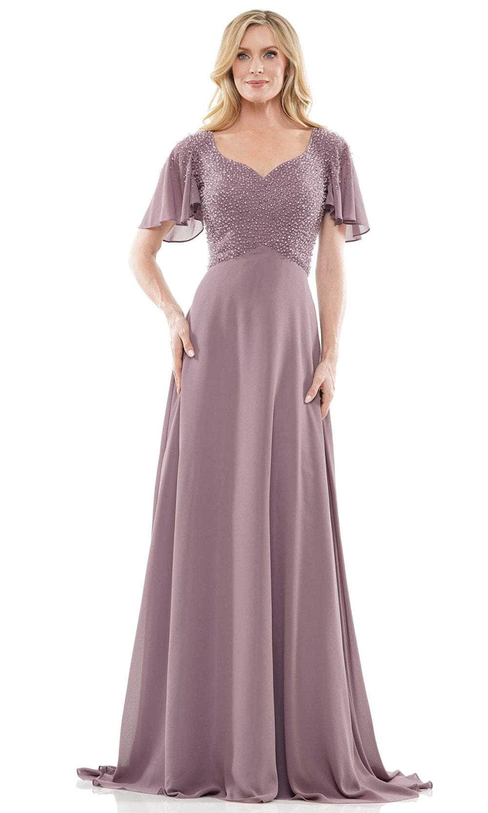 Rina Di Montella RD2907 - Flutter Sleeve Embellished Formal Gown
