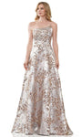 Sophisticated A-line Strapless General Print Floor Length Sequined Beaded Asymmetric Fitted Natural Waistline Dress