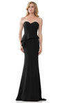 Sophisticated Strapless Sweetheart Natural Waistline Peplum Asymmetric Hidden Back Zipper Crepe Mermaid Evening Dress with a Brush/Sweep Train