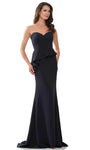 Sophisticated Strapless Natural Waistline Mermaid Peplum Hidden Back Zipper Asymmetric Crepe Sweetheart Evening Dress with a Brush/Sweep Train