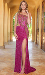 Sexy Dropped Waistline One Shoulder Sleeveless Sheath Asymmetric Slit Back Zipper Beaded Open-Back Cutout Sequined Sheath Dress/Evening Dress/Party Dress with a Brush/Sweep Train