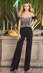Sophisticated Sweetheart Natural Waistline Off the Shoulder Fitted Back Zipper Beaded Jumpsuit