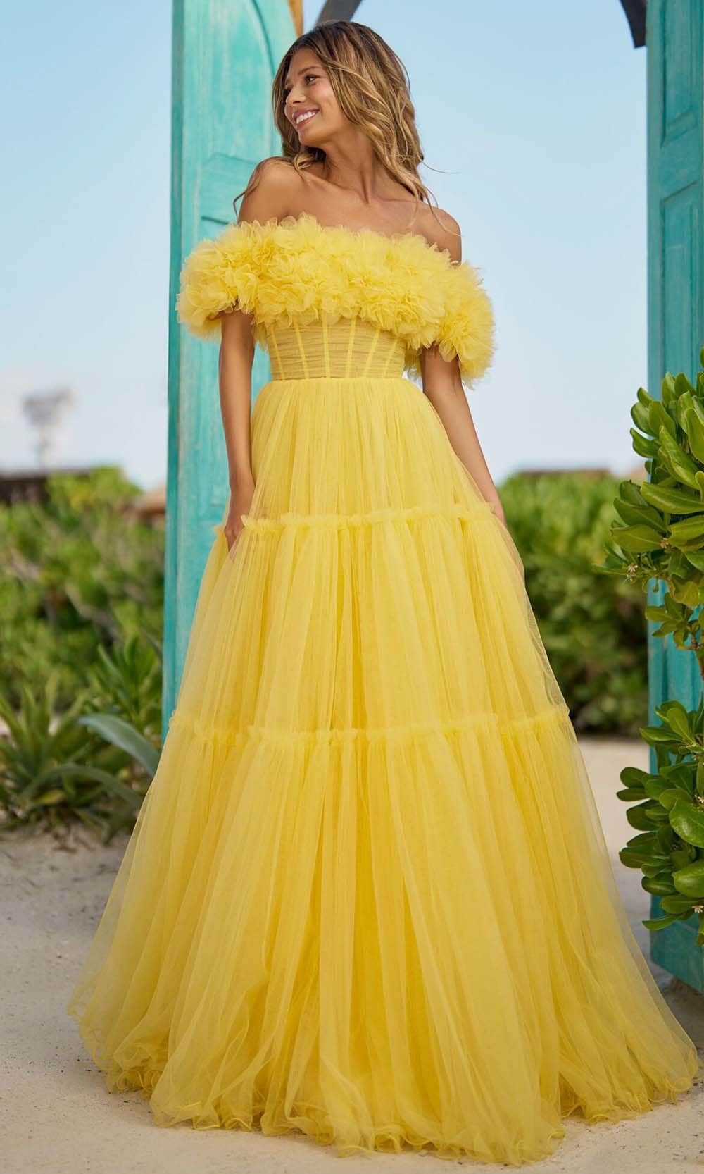 Sherri Hill 56173 - Ruffled Off Shoulder Gown
