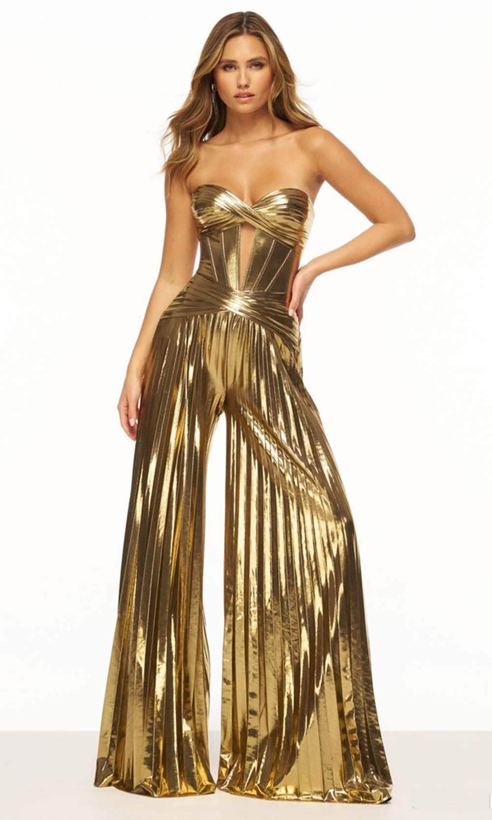 Sherri Hill 56404 - Metallic Pleated Jumpsuit
