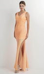 V-neck Ruched Glittering Wrap Slit Sequined Sleeveless Natural Waistline Sheath Sheath Dress/Prom Dress with a Brush/Sweep Train