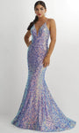 Sexy Sweetheart Mermaid Natural Waistline Lace-Up Sequined Sheer Evening Dress/Prom Dress with a Brush/Sweep Train