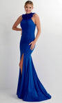 Sophisticated Halter Spandex Sleeveless Mermaid Natural Waistline Back Zipper Fitted Slit Evening Dress/Prom Dress
