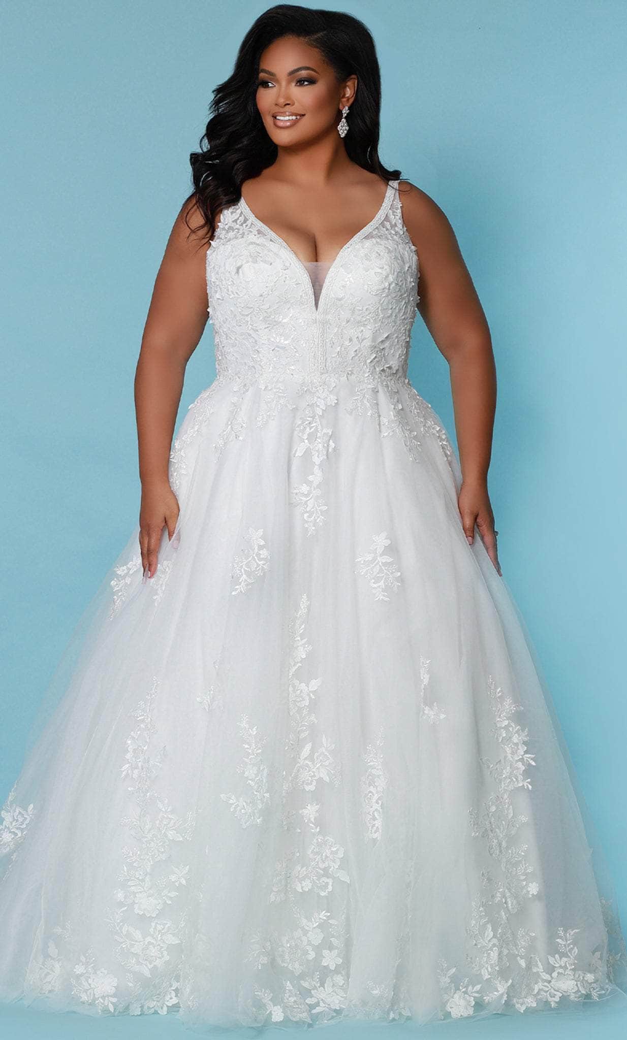 Sydney's Closet Bridal SC5274 - Plunging Neck A-line Bridal Gown
