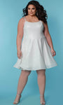 A-line Scoop Neck Natural Waistline Sleeveless Above the Knee Flowy Sequined Back Zipper Wedding Dress