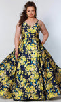 A-line Satin Sweetheart Floor Length Floral Print Back Zipper Natural Waistline Sleeveless Spaghetti Strap Prom Dress