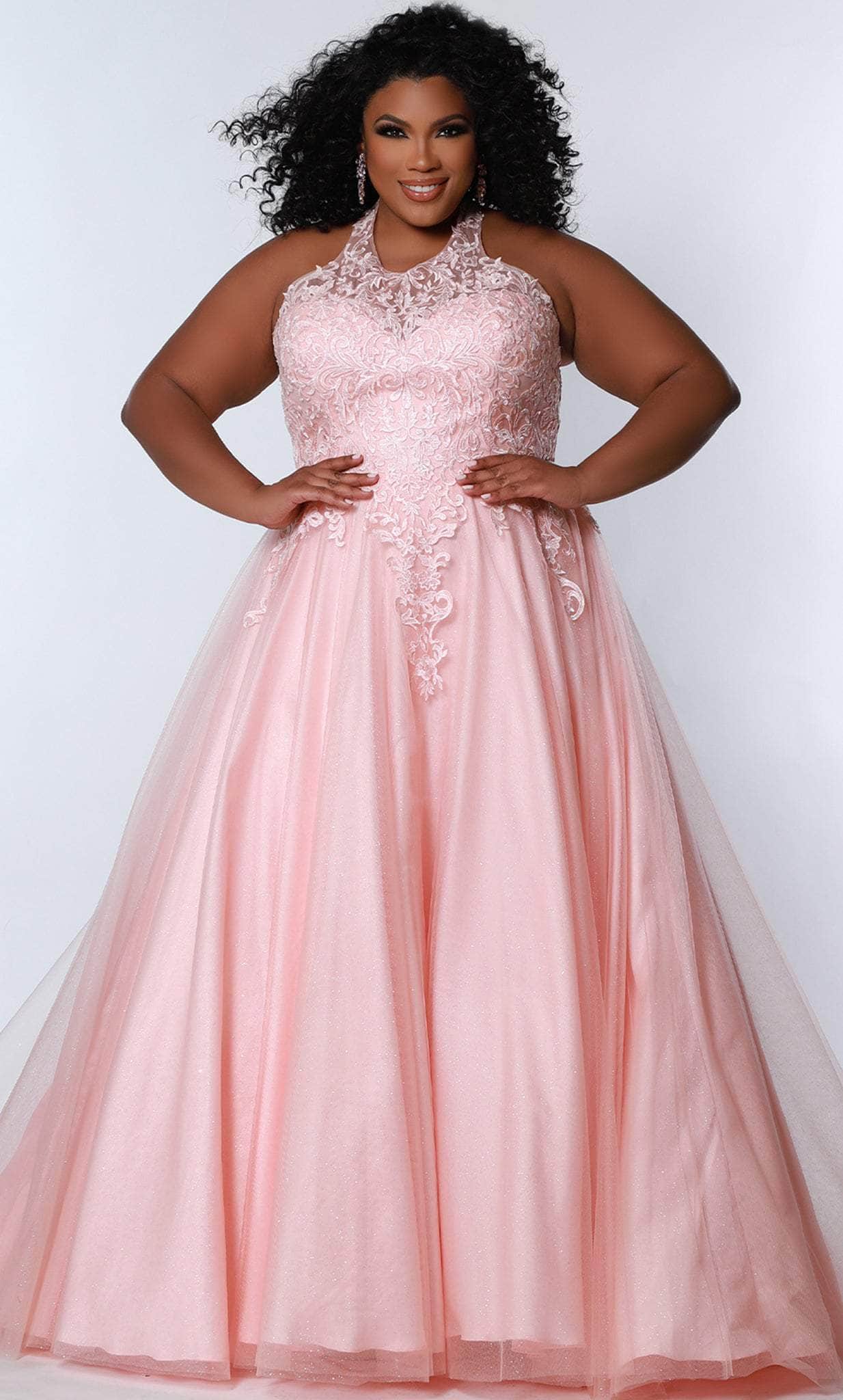 Sydney's Closet SC7352 - Embroidered Halter Prom Gown
