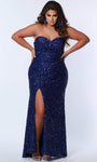 Strapless Natural Waistline Sweetheart Sheath Sequined Fitted Glittering Slit Floor Length Sheath Dress/Evening Dress