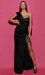 Sophisticated One Shoulder Sheath Natural Waistline Ruched Asymmetric Beaded Slit Taffeta Sheath Dress/Evening Dress