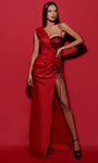 Sophisticated Taffeta Natural Waistline Slit Ruched Asymmetric Beaded One Shoulder Sheath Sheath Dress/Evening Dress