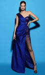 Sophisticated Taffeta One Shoulder Natural Waistline Sheath Beaded Slit Asymmetric Ruched Sheath Dress/Evening Dress