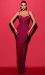 Sophisticated Sweetheart Floor Length Natural Waistline Jersey Sleeveless Sheath Fitted Back Zipper Ruched Slit Sheath Dress/Prom Dress