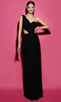 Natural Waistline Asymmetric Hidden Back Zipper Draped Open-Back Wrap Cutout Sheath Sleeveless Crepe Sheath Dress/Evening Dress with a Brush/Sweep Train