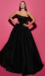 A-line Strapless Taffeta Sweetheart Hidden Back Zipper Ruched Open-Back Natural Waistline Evening Dress with a Brush/Sweep Train