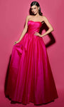 A-line Strapless Sweetheart Natural Waistline Taffeta Ruched Open-Back Hidden Back Zipper Evening Dress with a Brush/Sweep Train