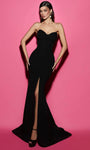 Sophisticated Strapless Crepe Sheath Natural Waistline Floor Length Fitted Slit Back Zipper Sweetheart Sheath Dress/Prom Dress