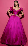 Sweetheart Off the Shoulder Natural Waistline Fitted Back Zipper Taffeta Dress With Ruffles