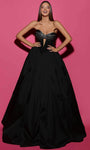 Sophisticated Strapless Natural Waistline Lace-Up Keyhole Taffeta Sweetheart Dress With a Bow(s)
